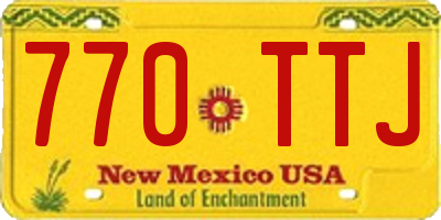 NM license plate 770TTJ