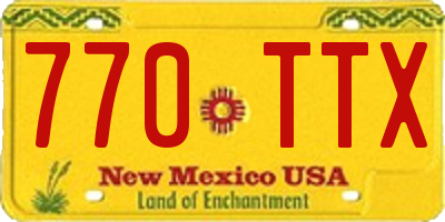 NM license plate 770TTX