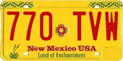 NM license plate 770TVW