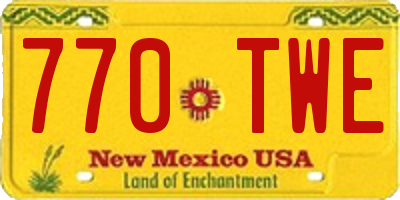 NM license plate 770TWE
