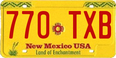 NM license plate 770TXB
