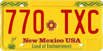 NM license plate 770TXC