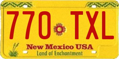 NM license plate 770TXL