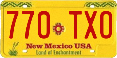 NM license plate 770TXO
