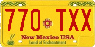 NM license plate 770TXX