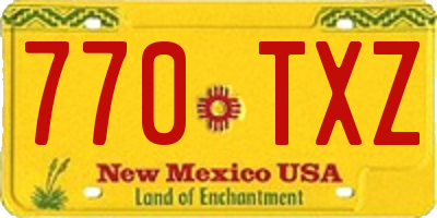 NM license plate 770TXZ
