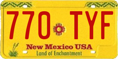 NM license plate 770TYF