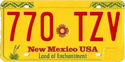 NM license plate 770TZV