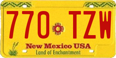 NM license plate 770TZW