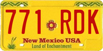NM license plate 771RDK