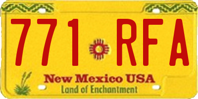 NM license plate 771RFA