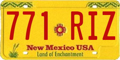 NM license plate 771RIZ