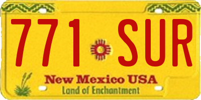 NM license plate 771SUR