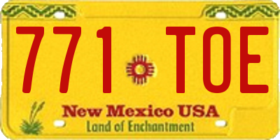 NM license plate 771TOE