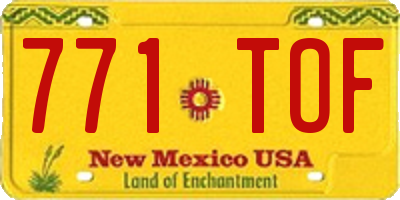 NM license plate 771TOF