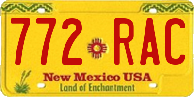 NM license plate 772RAC