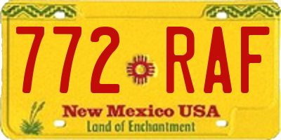 NM license plate 772RAF
