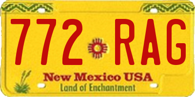 NM license plate 772RAG