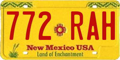 NM license plate 772RAH