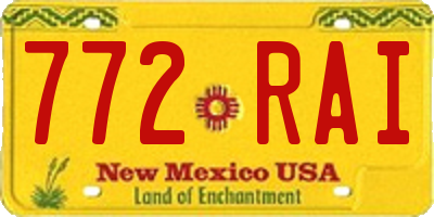 NM license plate 772RAI