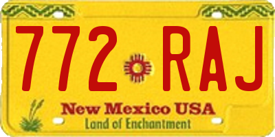 NM license plate 772RAJ