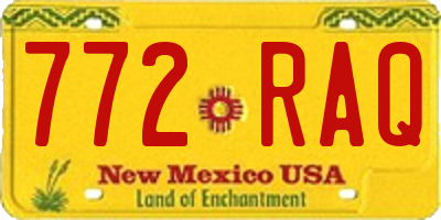 NM license plate 772RAQ