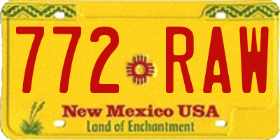 NM license plate 772RAW