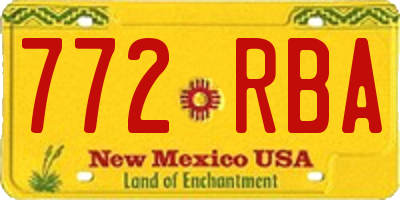 NM license plate 772RBA