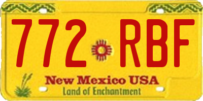 NM license plate 772RBF