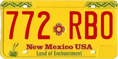 NM license plate 772RBO