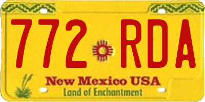 NM license plate 772RDA
