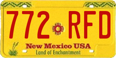 NM license plate 772RFD
