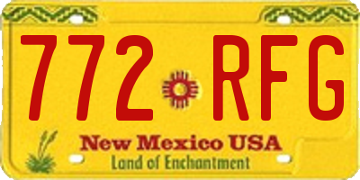 NM license plate 772RFG