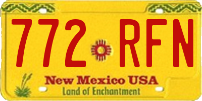NM license plate 772RFN