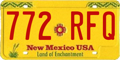 NM license plate 772RFQ