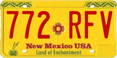 NM license plate 772RFV