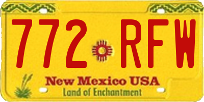 NM license plate 772RFW