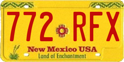 NM license plate 772RFX