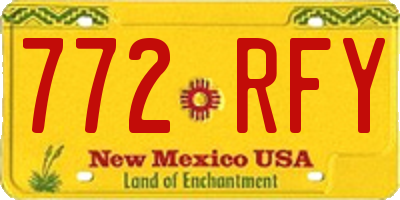 NM license plate 772RFY