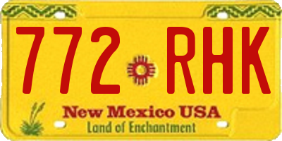 NM license plate 772RHK
