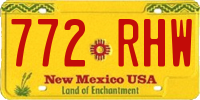 NM license plate 772RHW