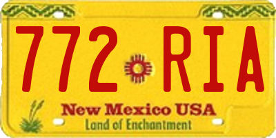 NM license plate 772RIA
