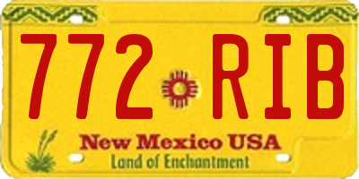 NM license plate 772RIB