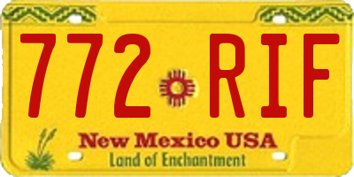 NM license plate 772RIF