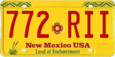 NM license plate 772RII