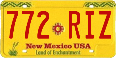 NM license plate 772RIZ