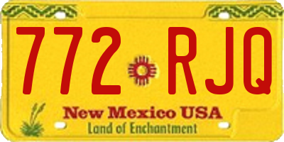 NM license plate 772RJQ