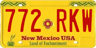 NM license plate 772RKW