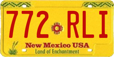 NM license plate 772RLI