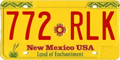 NM license plate 772RLK